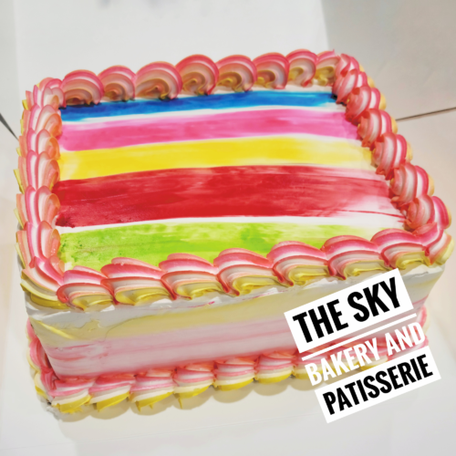 CR2 - Small rectangular Rainbow colouful cake