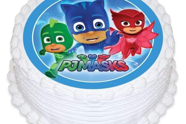 White Colouful Cake with PJ Mask Picture
